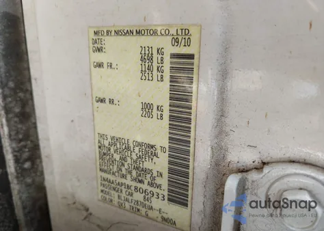 2011 Nissan Maxima 3.5 Sv из США, поврежденный, VIN 1N4AA5AP1BC806933